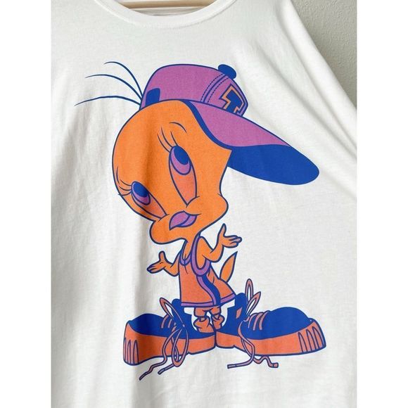 Looney Tunes Men's White Tweet Bird Crew Neck Shirt - Picture 3 of 5